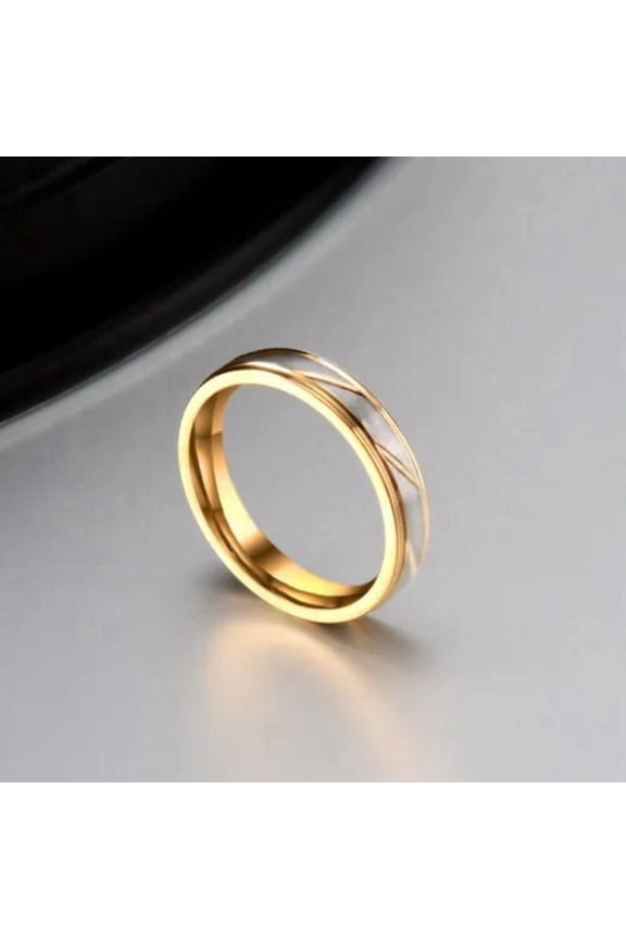 18K Gold Plated Titanium Steel Silver Brushed Band Wedding Jewelry Couple Rings