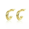 thumbnail image 1 of EOEMY 18K Rose Gold Platinum Plated Earrings Stud Push Back .8" L240-18K Gold Plated, 1 of 7