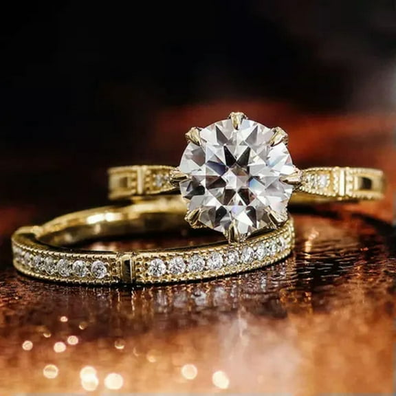 EOEMY 18K Yellow Gold Plated Rings Fashion Zircon Rings For Women Jewelry Size 6-10-9