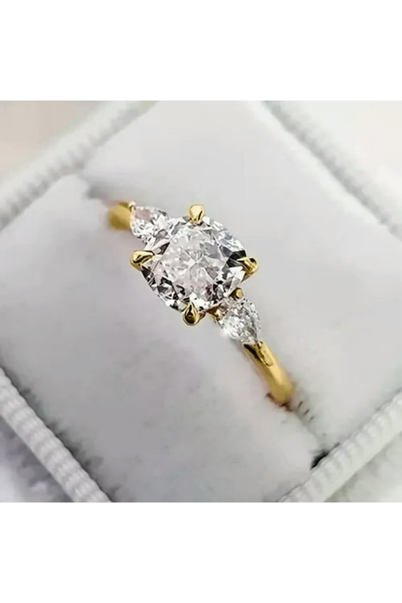 18K Yellow Gold Plated Women Ring Luxury Oval Cut Cubic Zirconia Jewelry Sz 5-12-9-Gold