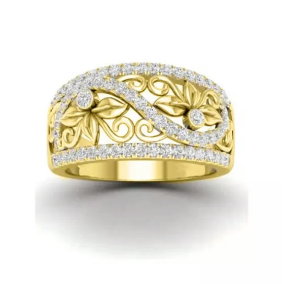 EOEMY 18K Yellow Gold Plated Women Ring Luxury Oval Cut Cubic Zirconia Jewelry Sz 6-10-9
