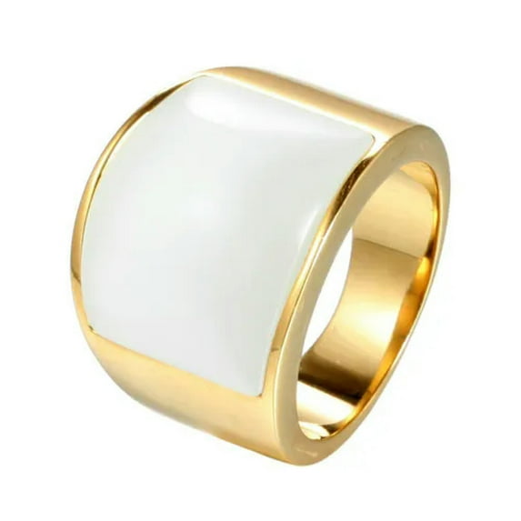 EOEMY 18mm Gold Bands 11 Color Stones Stainless Steel Men'S Engagement Ring Size 7-12