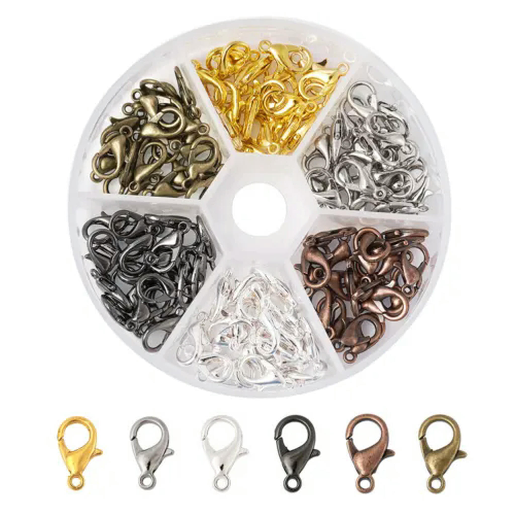 EOEMY 1Box Zinc Alloy Lobster Claw Clasps Diy Jewelry Making Nickel Free Mixed Color-10X6mm-240Pcs