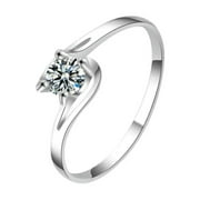 EOEMY 1Ct Round Cut Aaa Cz Wedding Twist Band 925 Silver Engagement Gift Ring Sz 4-9.5