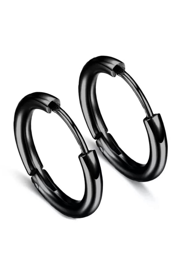1Pair Surgical Steel Segment Nose Septum Clicker Ear Helix Tragus Ring Hoop Punk-Black-2.5*10mm