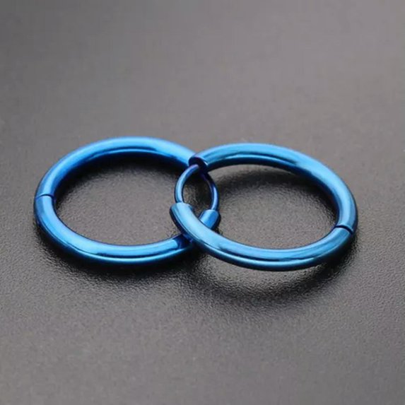 EOEMY 1Pair Surgical Steel Segment Nose Septum Clicker Ear Helix Tragus Ring Hoop Punk-Blue-2.5*16mm