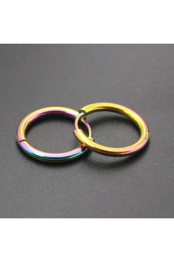 1Pair Surgical Steel Segment Nose Septum Clicker Ear Helix Tragus Ring Hoop Punk-Multicolor-2.5*18mm