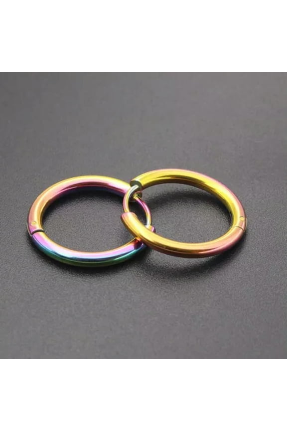 1Pair Surgical Steel Segment Nose Septum Clicker Ear Helix Tragus Ring Hoop Punk-Multicolor-2.5*8mm
