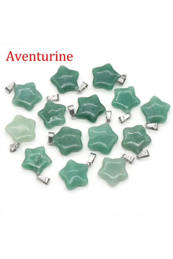 1Pc Crystal Star Fan Flower Triangle Shape Pendant Beads Jewelry Making Necklace-Aventurine (Star)-1Pc (Random Pick)