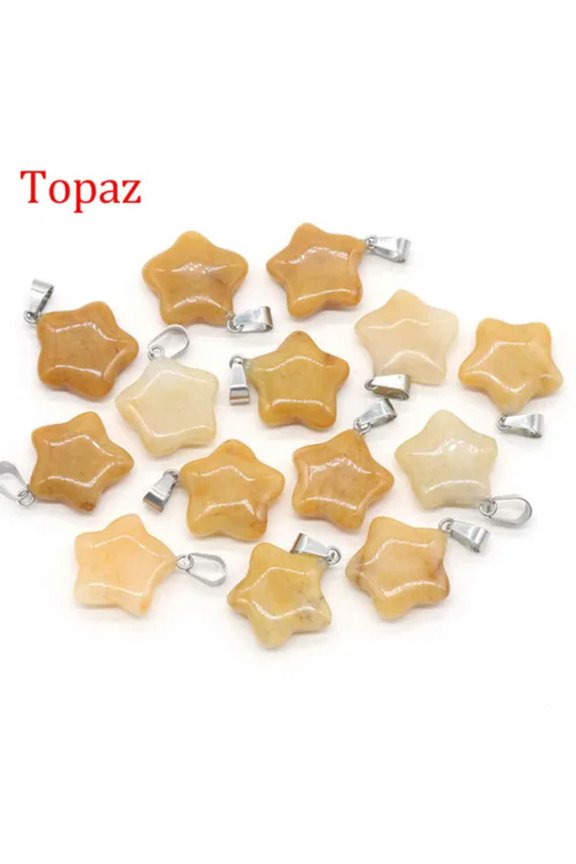 1Pc Crystal Star Fan Flower Triangle Shape Pendant Beads Jewelry Making Necklace-Topaz (Star)-1Pc (Random Pick)
