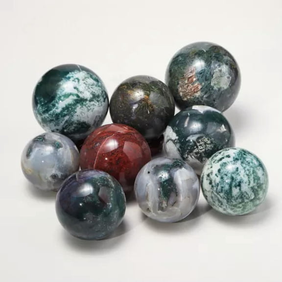 EOEMY 1Pc Natural Aquatic Moss Agate Ball Sphere Crystal Stone Ornaments Healing Reiki-5.5~6Cm