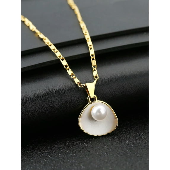 EOEMY 1Pc Pearl Shell Exquisite Necklace Dainty Necklace Elegant Jewelry Creative-Default