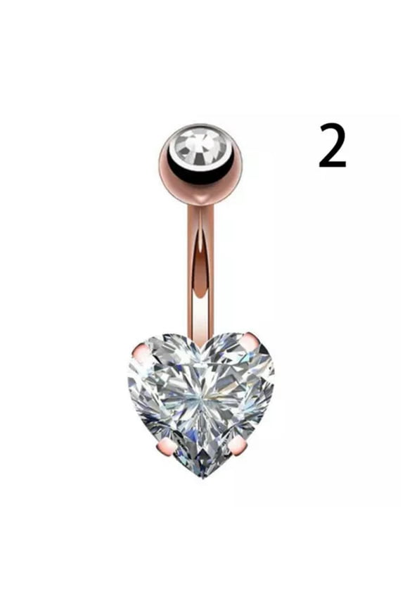 1Pc Steel Belly Button Ring Crystal Piercing Navel Heart Style Sex Body Jewelry-2