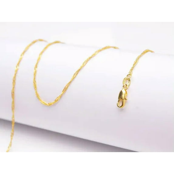 EOEMY 1Pcs 16-30Inches Jewelry 18K Gold Filled "Water Wave" Chain Necklace Pendants-26