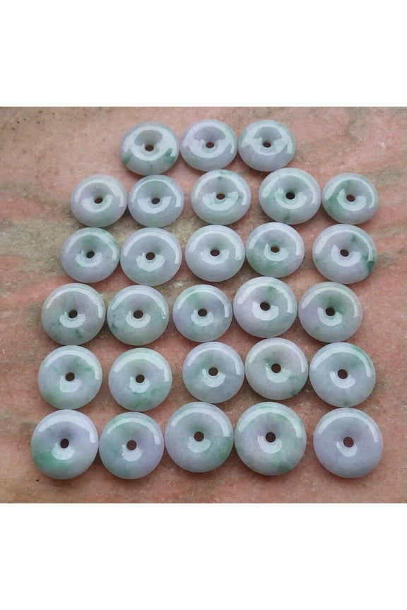 1Pcs Green Burma Natural A Jade Jadeite Pendant Circle Bead Necklace