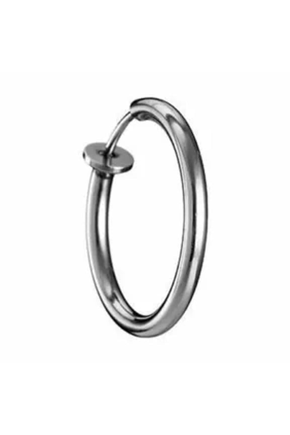 1Pcs Spring Ear Clip Unisex Ear Clip Earring Solid Surgical Steel Hinge Segment-Silver-2*14mm