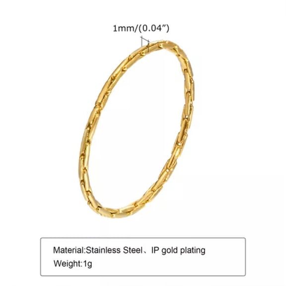 EOEMY 1mm Gold Plating Tail Ring Women'S Stainless Steel Wedding Finger Band Size 5-9