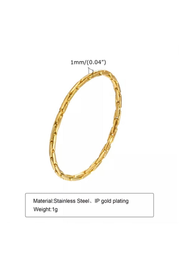 1mm Gold Plating Tail Ring Women'S Stainless Steel Wedding Finger Band Size 5-9