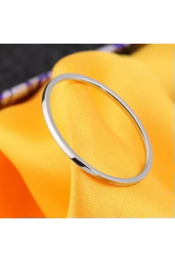 1mm Titanium Steel Band Men Womens Silver/Gold/Rose Gold/Black Tail Ring Sz 4-11