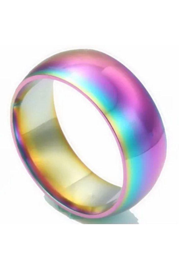 2/4/6/8mm Mystic Rainbow Band Men Women'S Titanium Steel Engagement Ring Sz 5-13