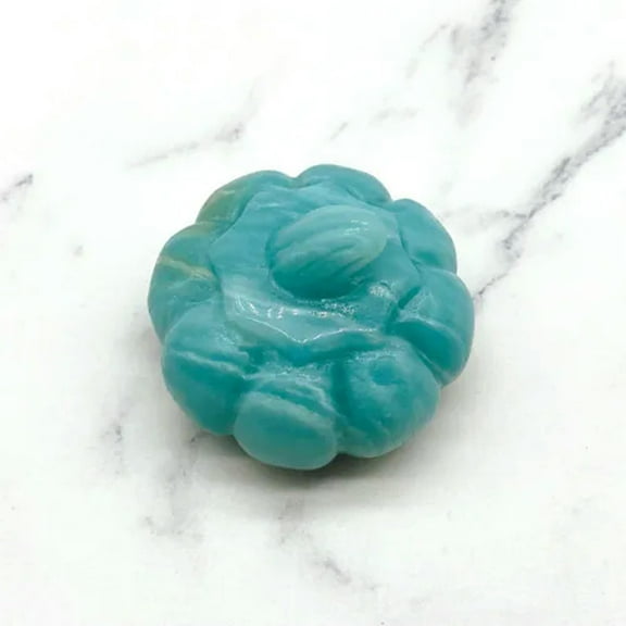 EOEMY 2" Natural Crystal Quartz Pumpkin Carved Healing Gemstone Decor Halloween Gift-Amazonite