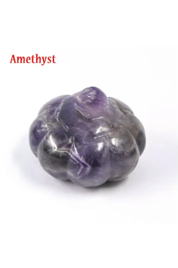 2" Natural Crystal Quartz Pumpkin Carved Healing Gemstone Decor Halloween Gift-Amethyst