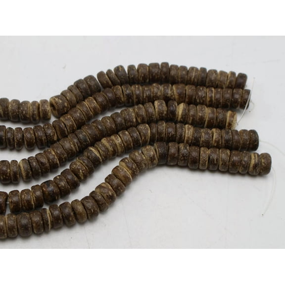 EOEMY 2 Strands Of 16" Natural Dark Coconut Rondelle Beads 8mm