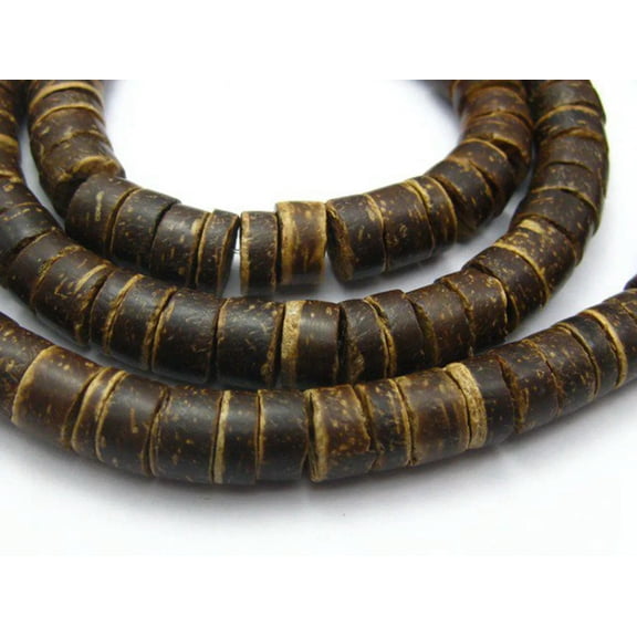 EOEMY 2 Strands Of 22" Natural Dark Coconut 8mm Heishi Beads