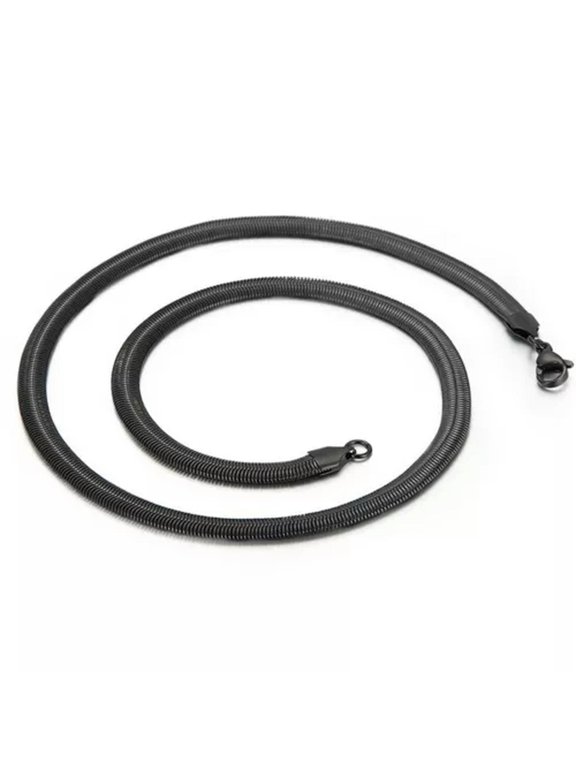20" 22" 24" Fashion 316L Stainless Steel Flat Snake Chain Neklace For Men Women-Black-6mm-20Inch Or 50Cm