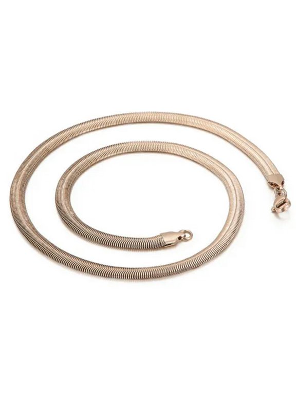 20" 22" 24" Fashion 316L Stainless Steel Flat Snake Chain Neklace For Men Women-Rose Gold-6mm-20Inch Or 50Cm