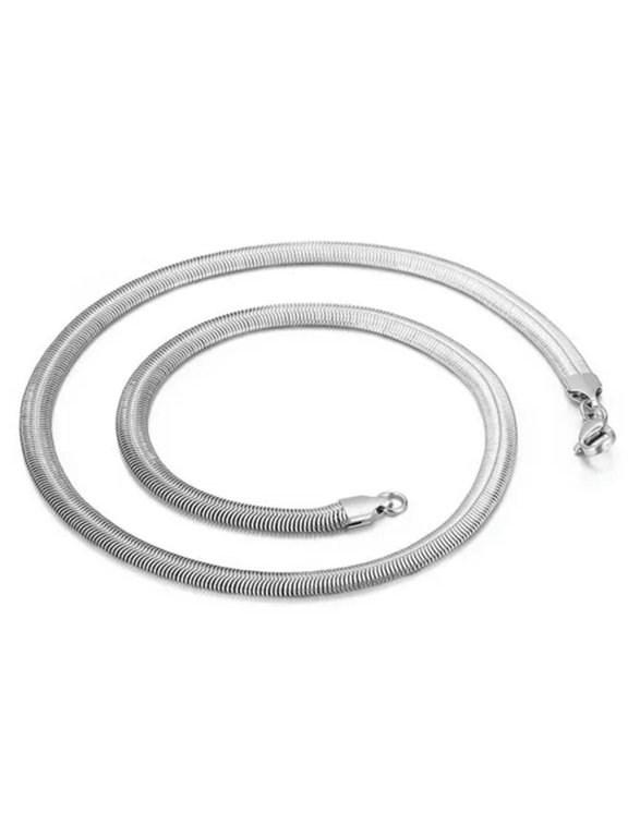 20" 22" 24" Fashion 316L Stainless Steel Flat Snake Chain Neklace For Men Women-Silver-8mm-24Inch Or 61Cm