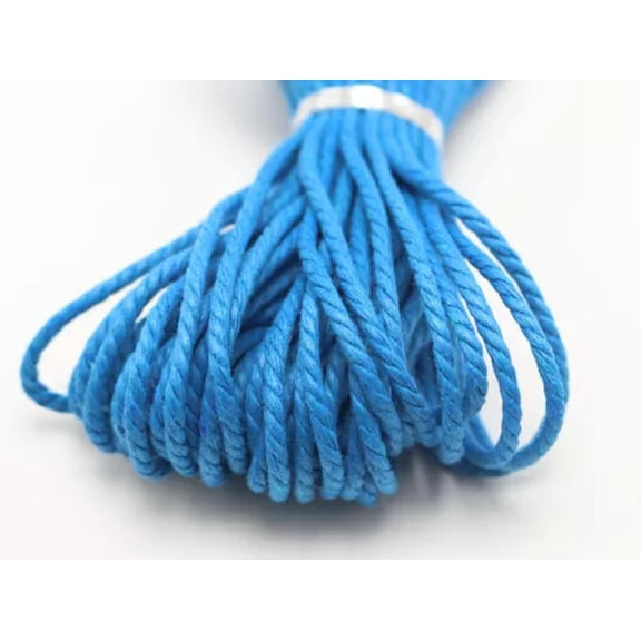 EOEMY 20 Meters Waxed Twisted Cotton Cord Thread Line 2mm Macrame Rope String Jewelry-Blue