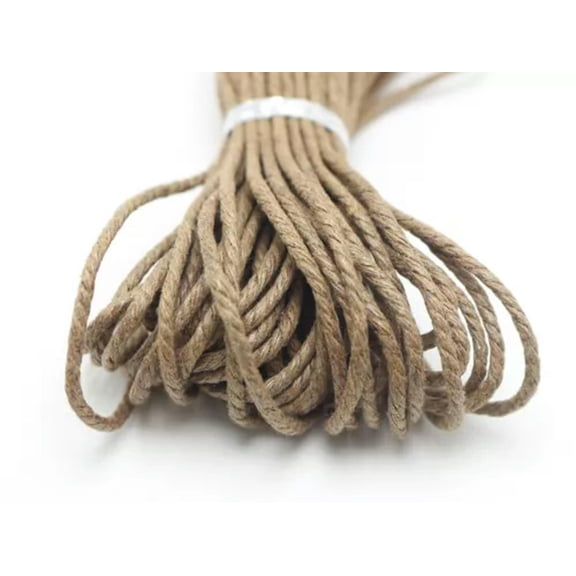 EOEMY 20 Meters Waxed Twisted Cotton Cord Thread Line 2mm Macrame Rope String Jewelry-Coffee