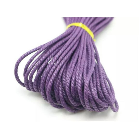 EOEMY 20 Meters Waxed Twisted Cotton Cord Thread Line 2mm Macrame Rope String Jewelry-Dark Purple