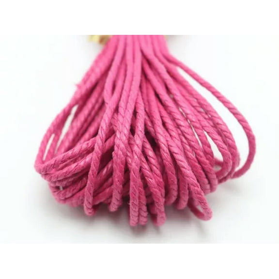 EOEMY 20 Meters Waxed Twisted Cotton Cord Thread Line 2mm Macrame Rope String Jewelry-Hot Pink