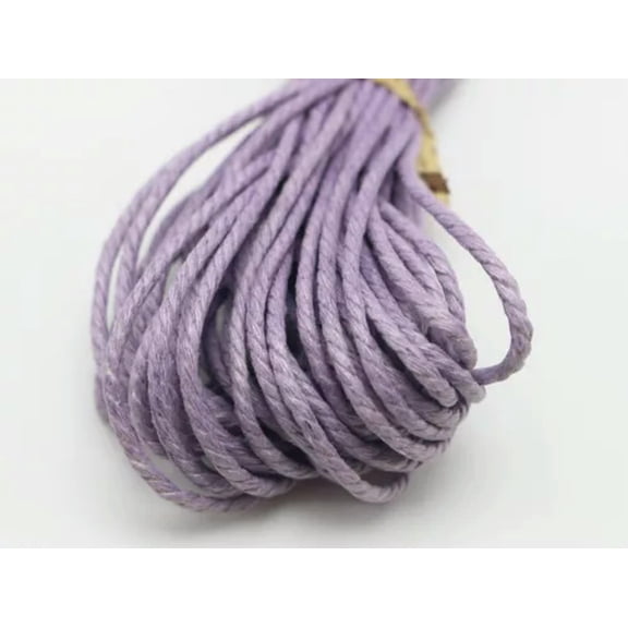 EOEMY 20 Meters Waxed Twisted Cotton Cord Thread Line 2mm Macrame Rope String Jewelry-Light Purple