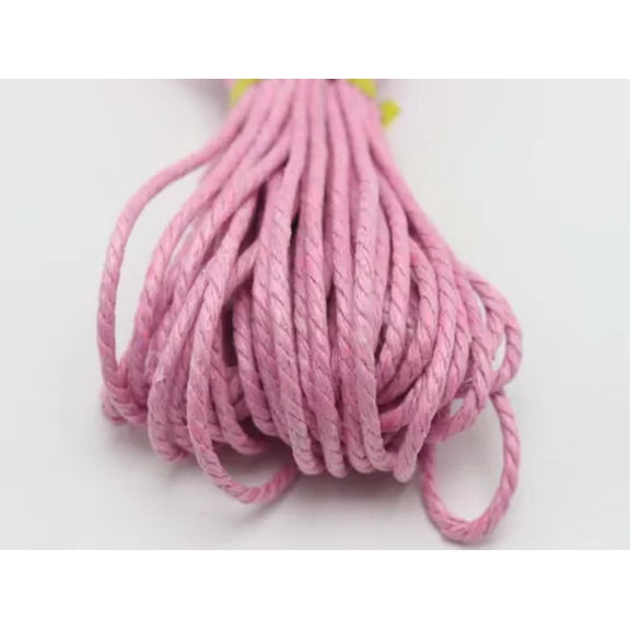 EOEMY 20 Meters Waxed Twisted Cotton Cord Thread Line 2mm Macrame Rope String Jewelry-Pink