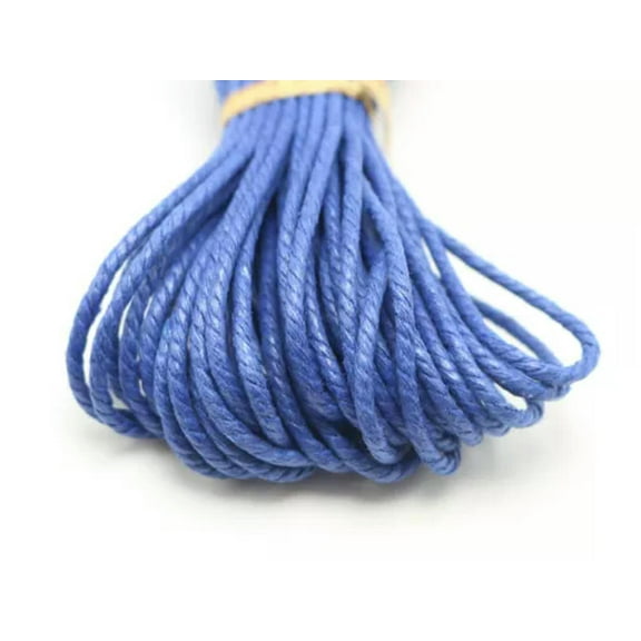 EOEMY 20 Meters Waxed Twisted Cotton Cord Thread Line 2mm Macrame Rope String Jewelry-Royal Blue