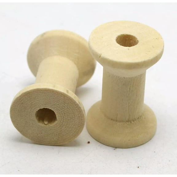 EOEMY 20 Natural Color Wood Empty Thread Spools Wooden Sewing Spools Cylinder 29X20mm