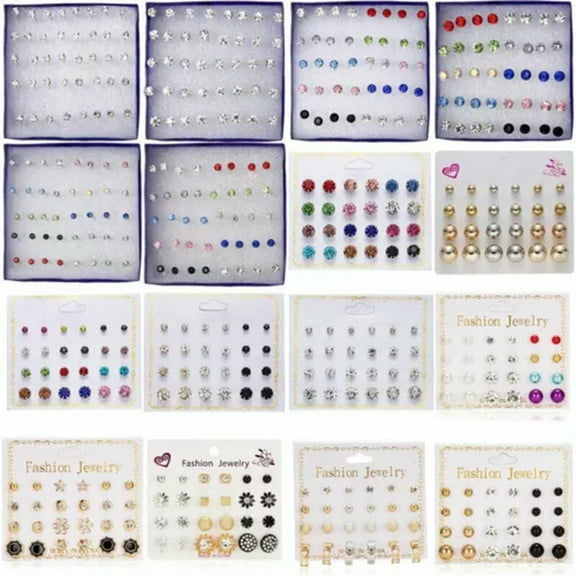 EOEMY 20 Pairs Earrings Set Rhinestone Crystal Pearl Ear Stud Women Jewelry Gift Usa./-7Pcs/Set Clip Ear