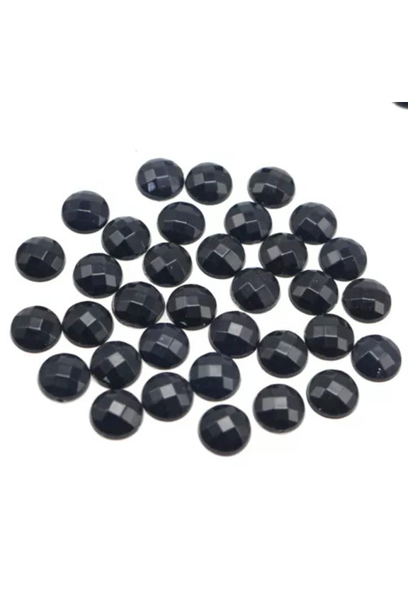 200 Acrylic Flatback Faceted Round Rhinestone Glue On Gems 10mm Color Choice-Jet Black