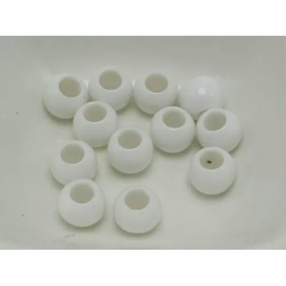 EOEMY 200 Acrylic Round Pony Beads 8X6mm Various Color For Kids Craft Kandi Bracelet-White
