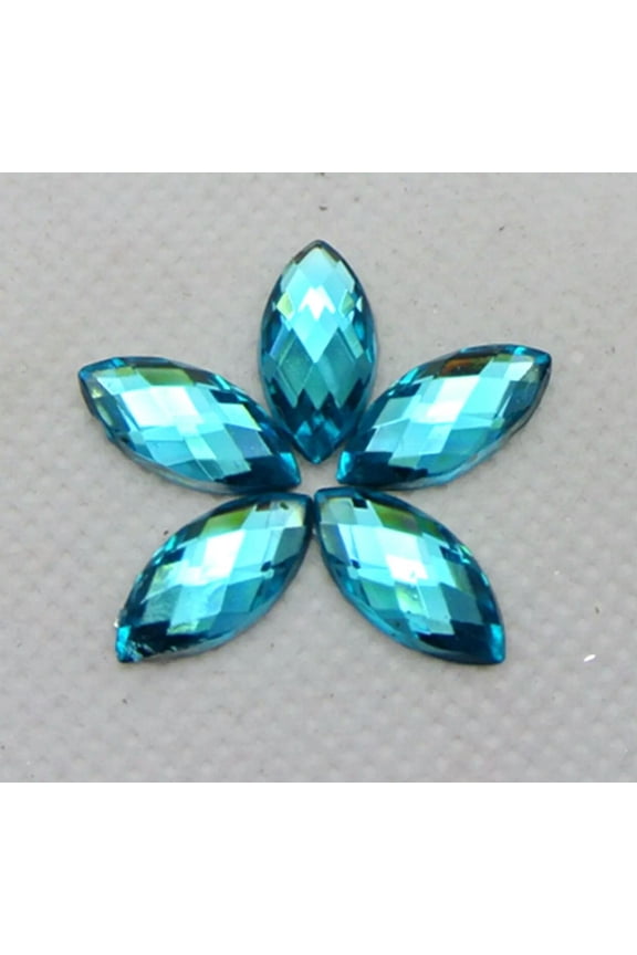 200 Blue Acrylic Flatback Faceted Horse Eye Rhinestone Gems 7X15mm No Hole