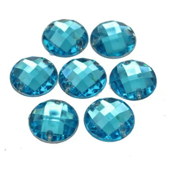 EOEMY 200 Flatback Acrylic Round Sewing Rhinestone Gems Button 12mm Sew On Beads-Blue