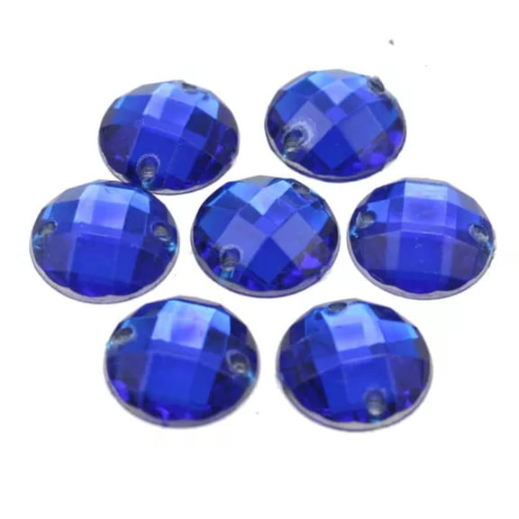 EOEMY 200 Flatback Acrylic Round Sewing Rhinestone Gems Button 12mm Sew On Beads-Royal Blue