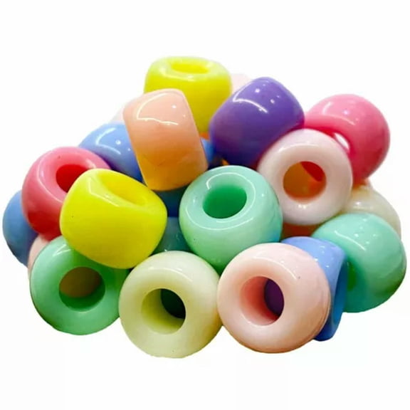 EOEMY 200 Mixed Color Acrylic Barrel Pony Beads 9X6mm Various Style Kids Craft Kandi-49# Mixed Pastel Color