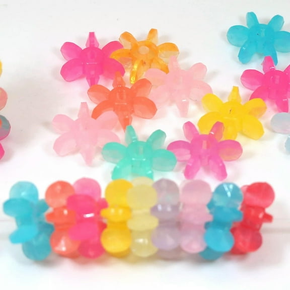 EOEMY 200 Mixed Jelly Color Acrylic Snowflake Beads 13mm Loose Spacer Diy Bracelet