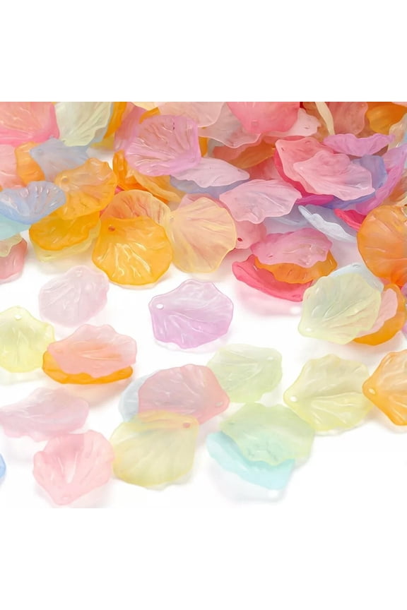 200 Pcs Petaline Transparent Frosted Acrylic Pendants Diy Charms 19.5X16.5X4mm