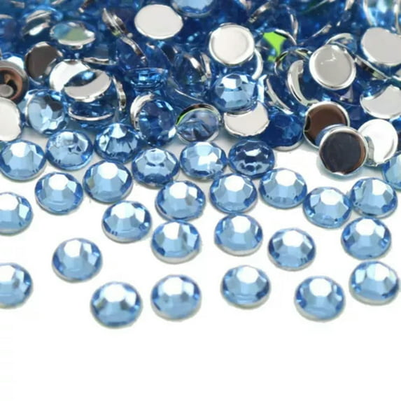 EOEMY 2000 Acrylic Faceted Round Flatback Rhinestone Gems 4mm 16Ss Color Selection-Light Blue