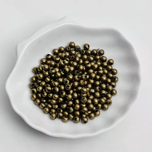 EOEMY 2000 Pcs Metal Small Round Beads 2.4mm Mini Smooth Ball Spacer Jewelry Finding-Bronze